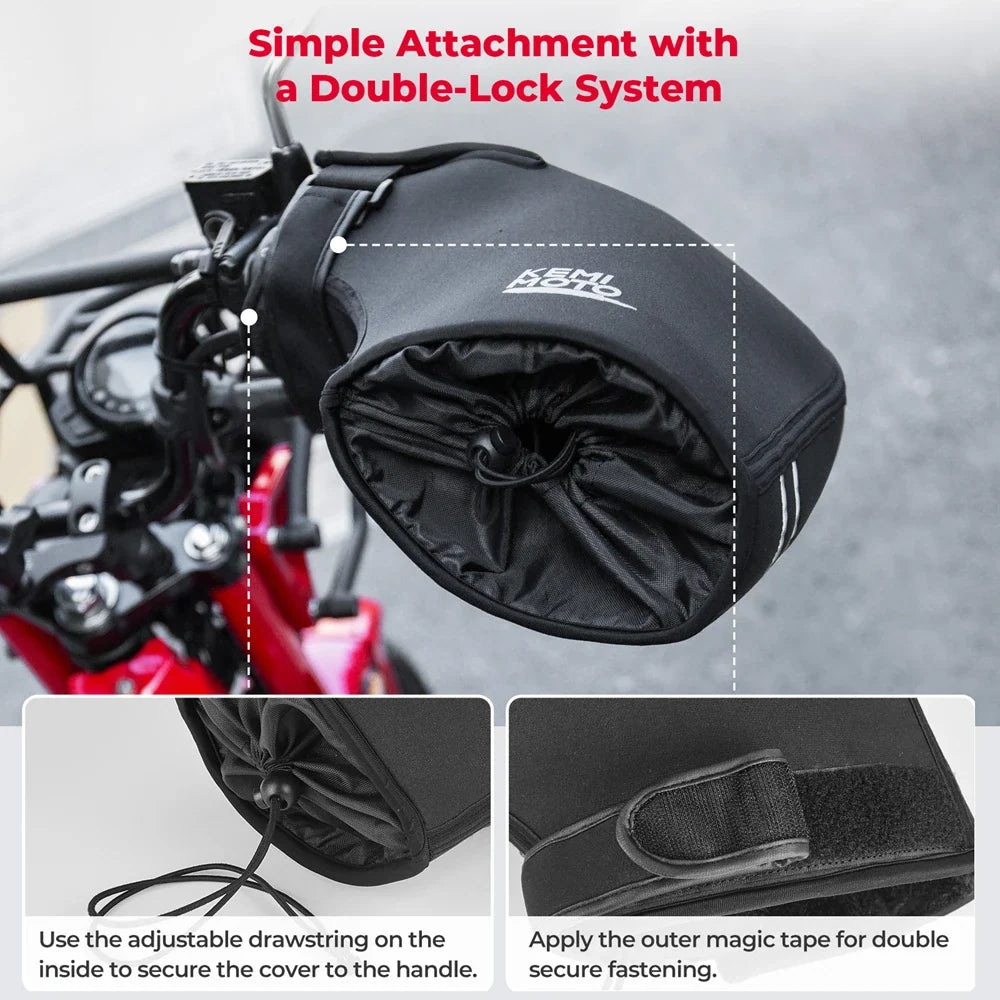 KEMITOUR Motorcycle Handlebar Gloves Windproof Waterproof Winter