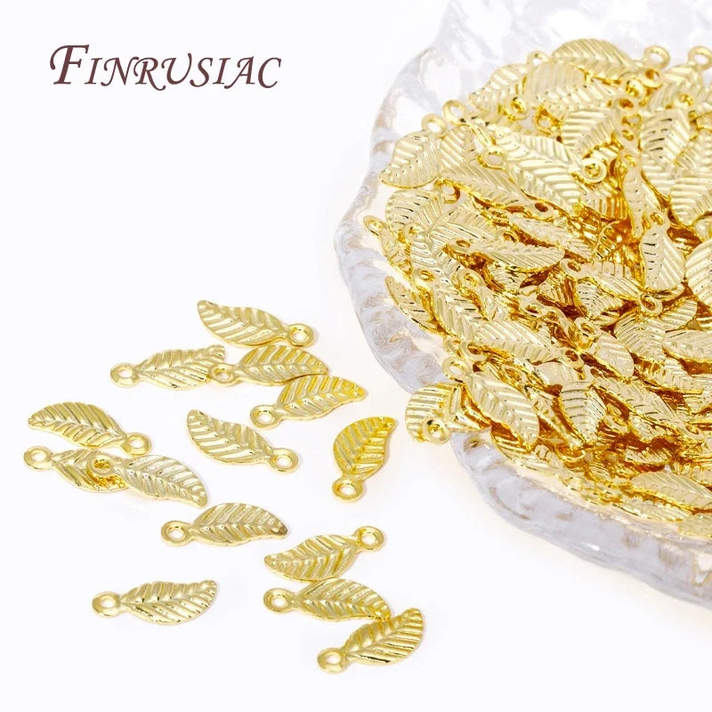 18K Gold Plated Leaf Tag Charm Pendants – DIY Jewelry Findings