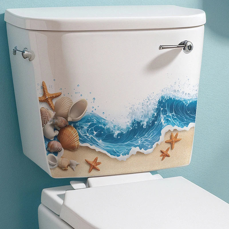 Ocean Shell Toilet Seat Waterproof Sticker – Coastal Décor