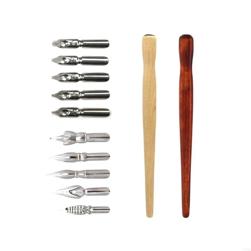 Tapered Wooden Dip Pen Handle Set for Calligraphy & Lettering