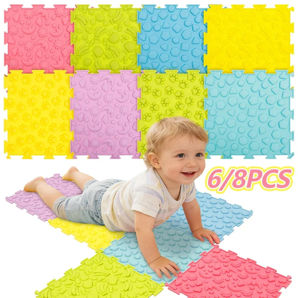 Silicone Interlocking Sensory Play Mat Set – 6 or 8 Pcs