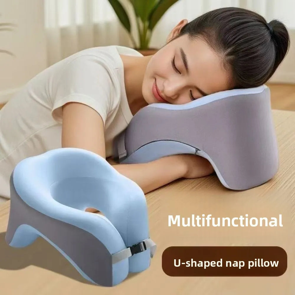 U-Shape Memory Foam Travel Neck Pillow – Airplane & Office