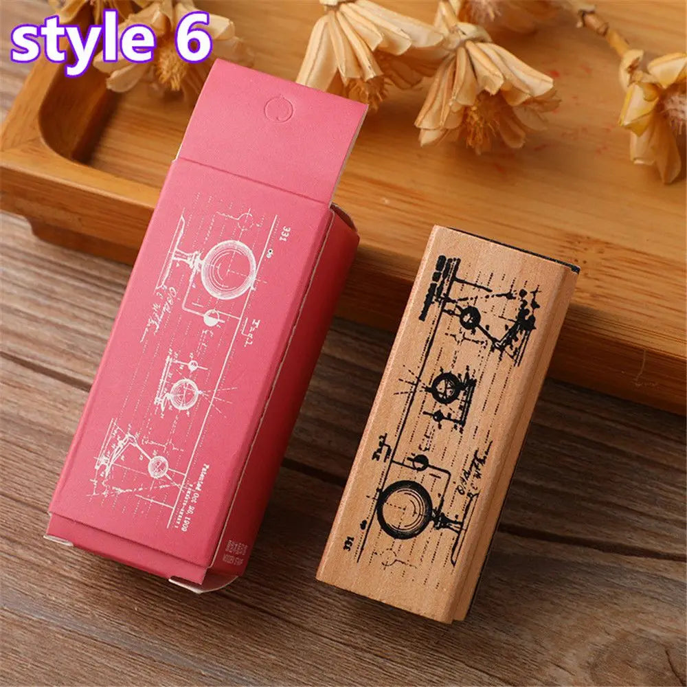 Vintage Wooden Rubber Stamps – Plant & Tree DIY Craft Stamps