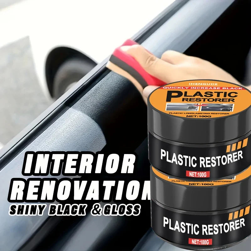 Car Plastic Restorer & Interior Wax Polish – Restores Black Shine