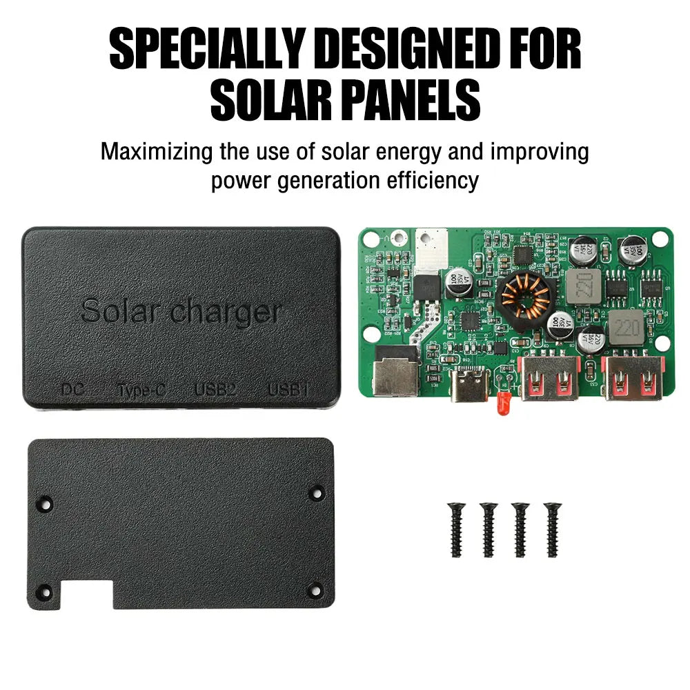 PD 100W Solar Voltage Regulator – Dual USB & USB-C Fast Charging