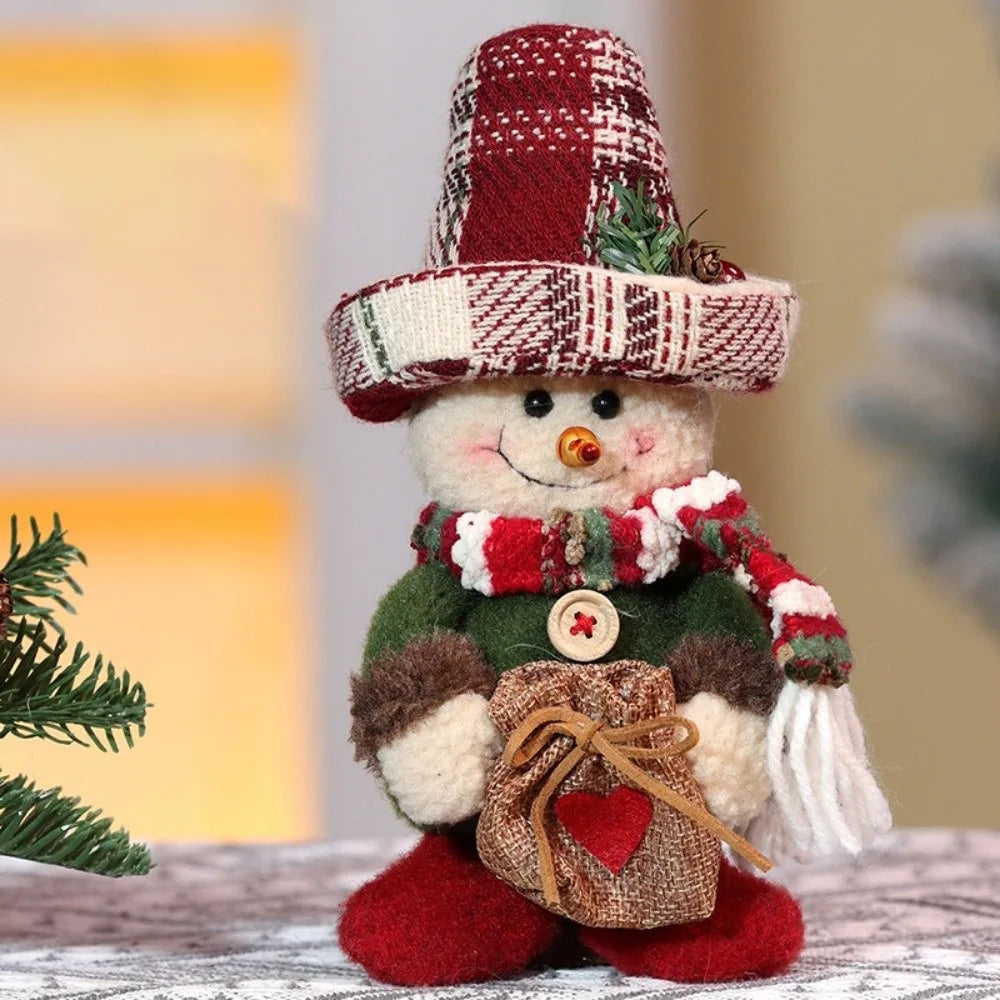Plaid Snowman Christmas Figurine – 21cm Standing Holiday Decor