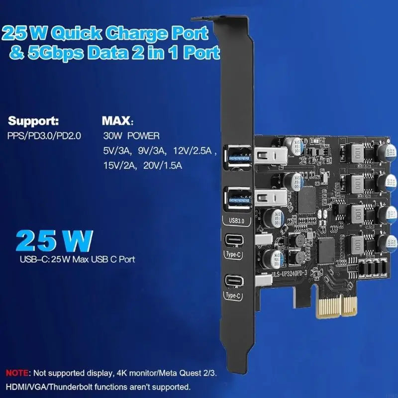 PCIe USB Expansion Card – 2x USB-A & 2x USB-C, 5 Gbps