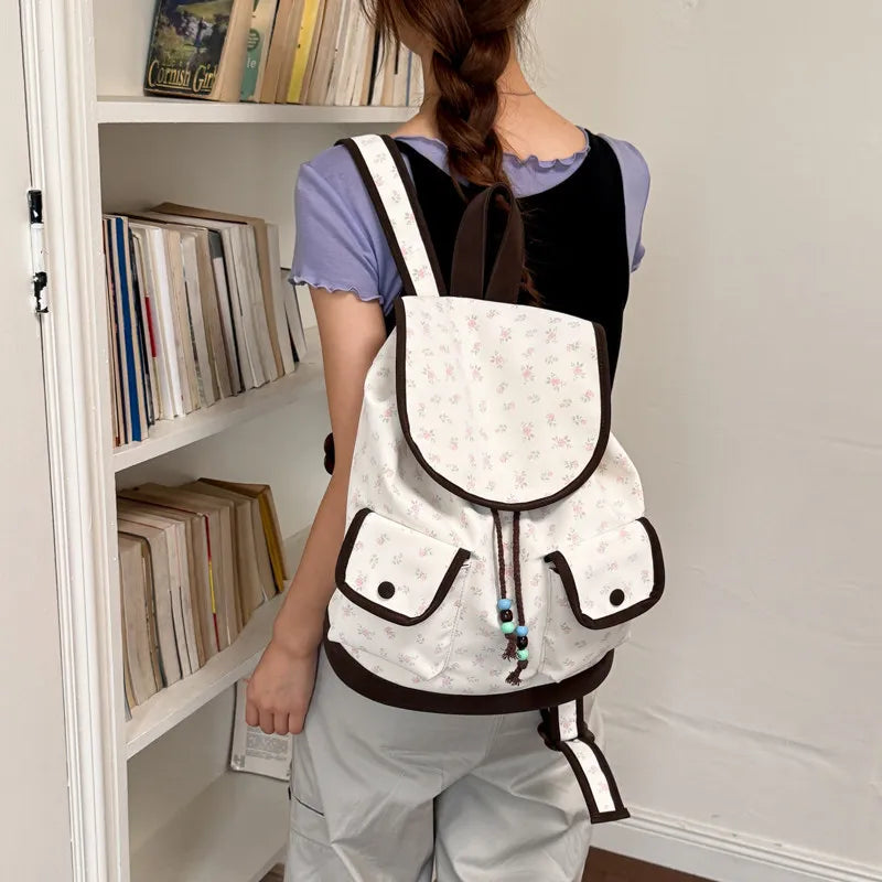 Floral Canvas Drawstring Backpack for Women | Nixie