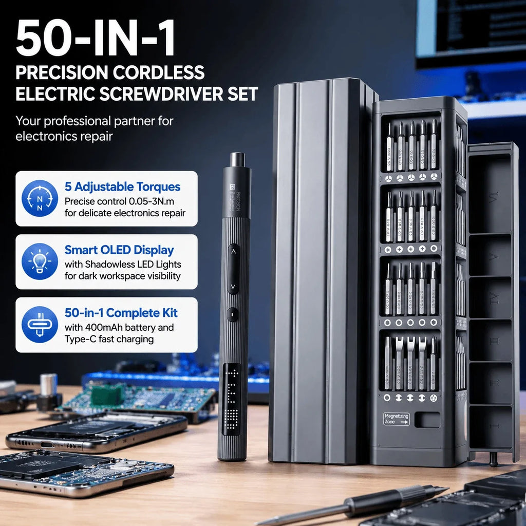 STONEGO 50-in-1 Cordless Electric Screwdriver Set USB-C