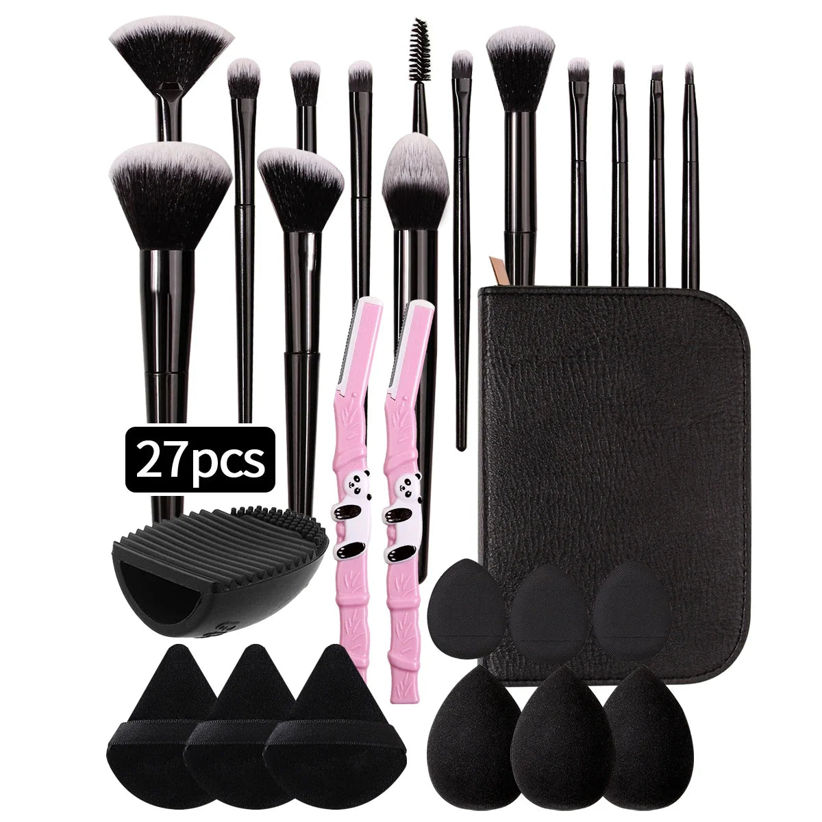 27-Piece Professional Makeup Brush Set with Bag & Tools