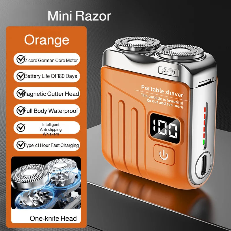 R-19 Mini Electric Shaver – LED Display, IPX7, Type-C Charge