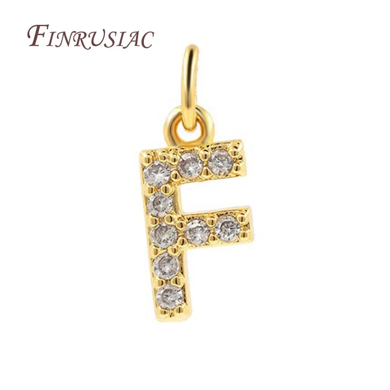 18K Gold Plated Zircon Letter Pendants A-Z Alphabet Charms