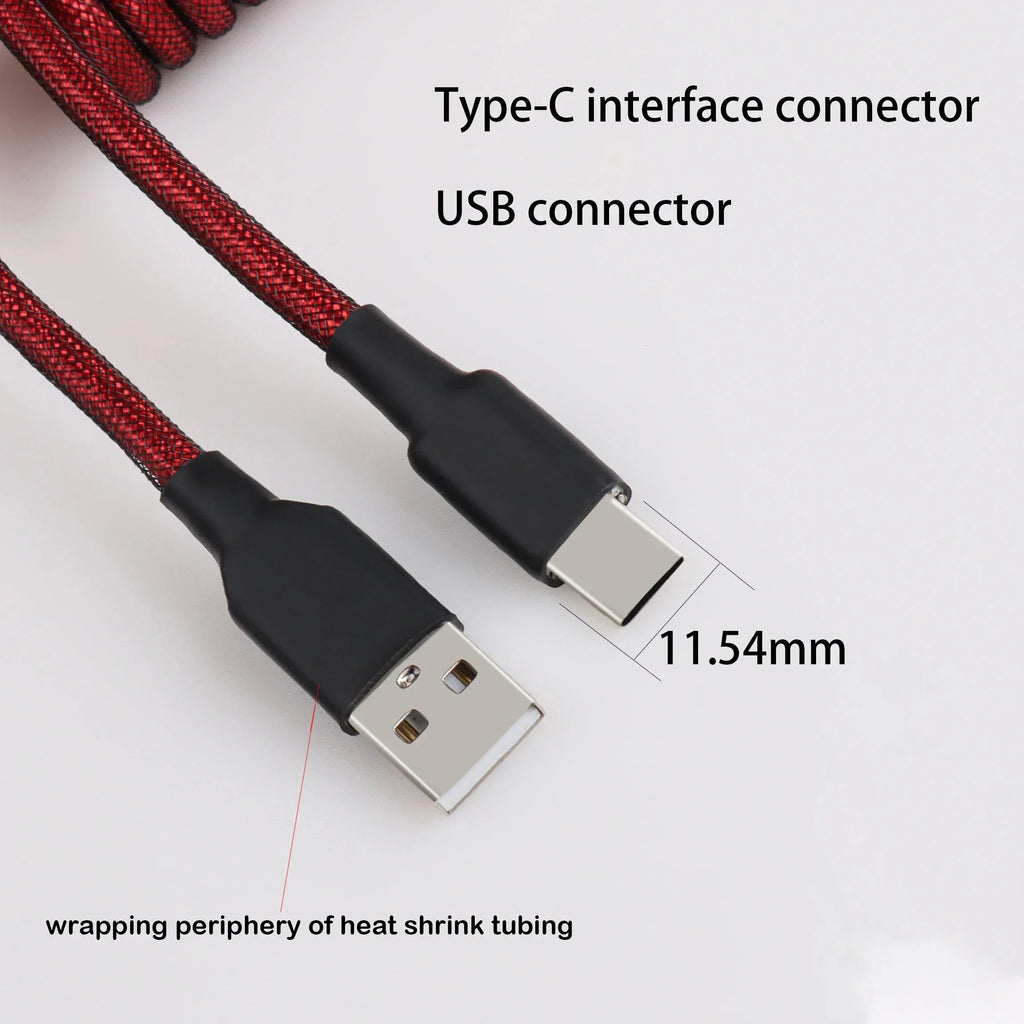 GX12 Aviation Connector USB-C Mechanical Keyboard Cable Spring Wire