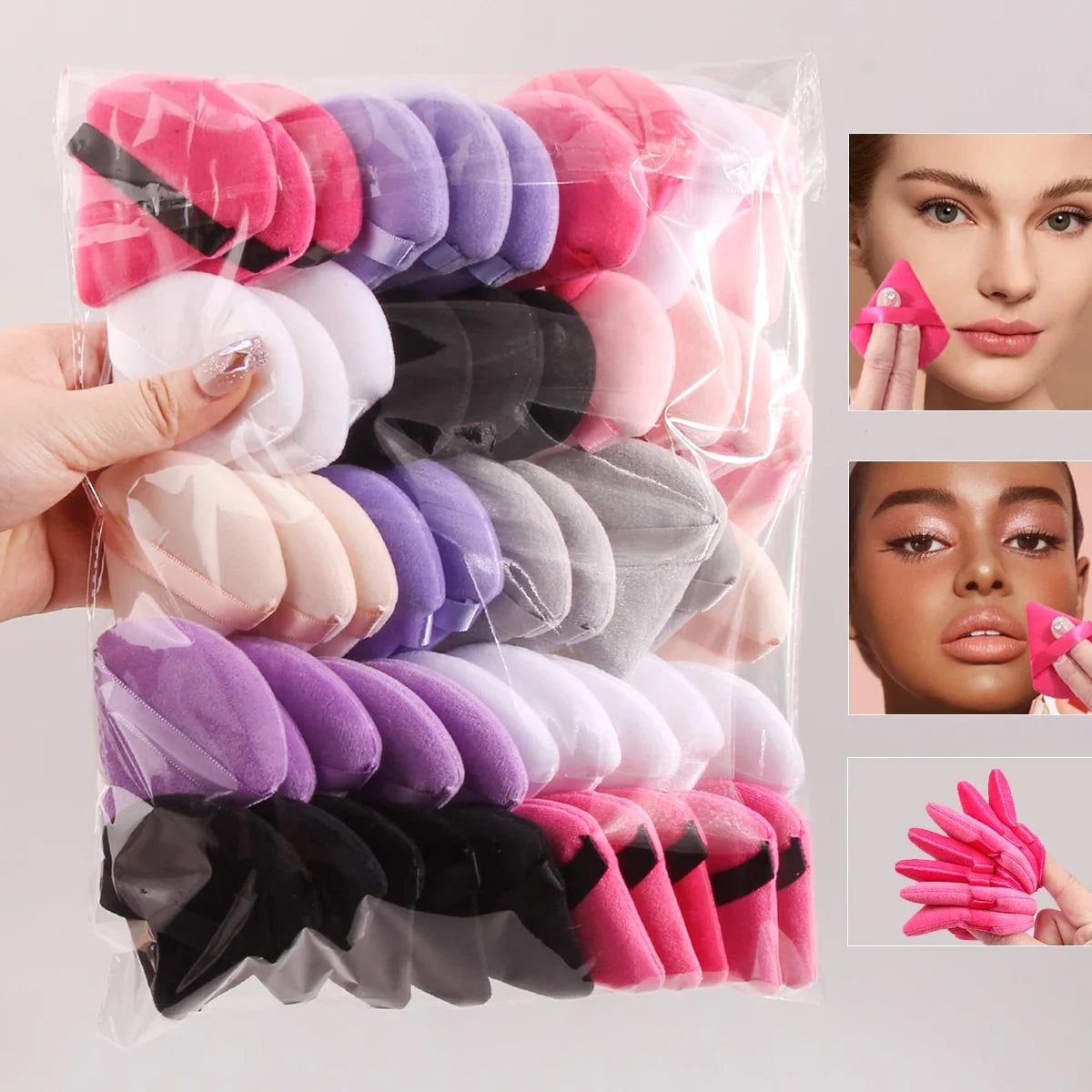 50PCS Triangular Powder Puff Makeup Sponge Set – Multi-Color