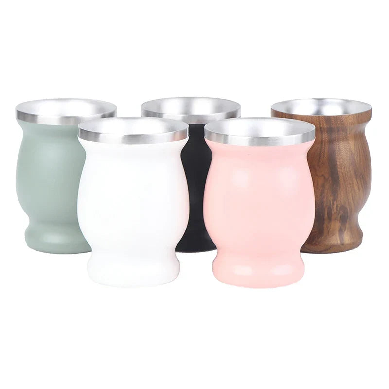 Stainless Steel Yerba Mate Gourd Cup 8oz Set with Bombillas