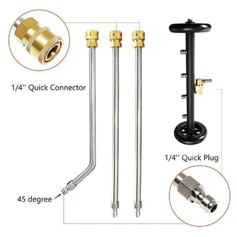 16" Undercarriage Pressure Washer Water Broom + 3 Wands