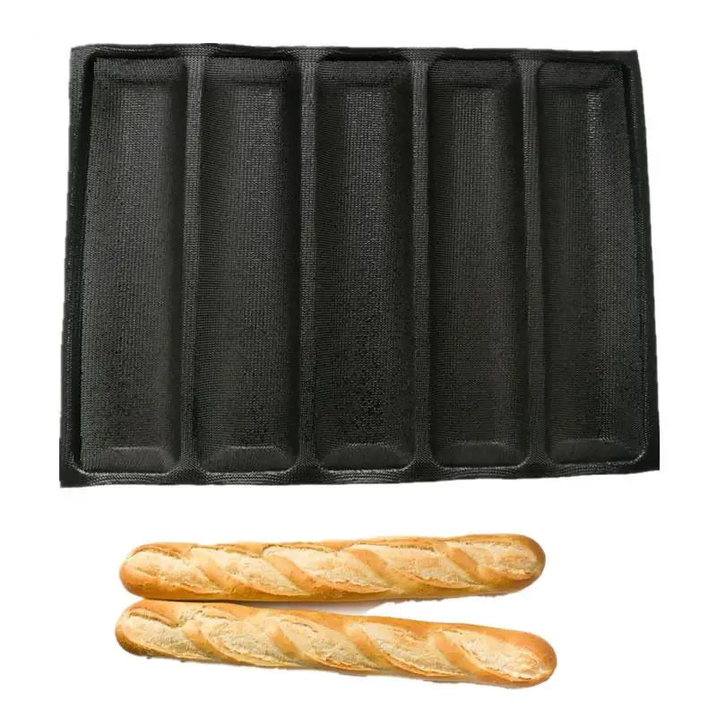 5-Cavity Silicone French Bread Baking Pan – Non-Stick Mold
