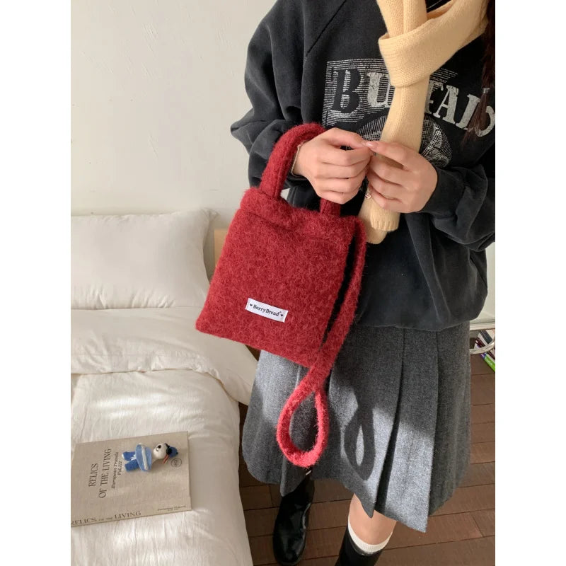 Women's Plush Mini Crossbody Bag | Korean Style Cute Shoulder Bag