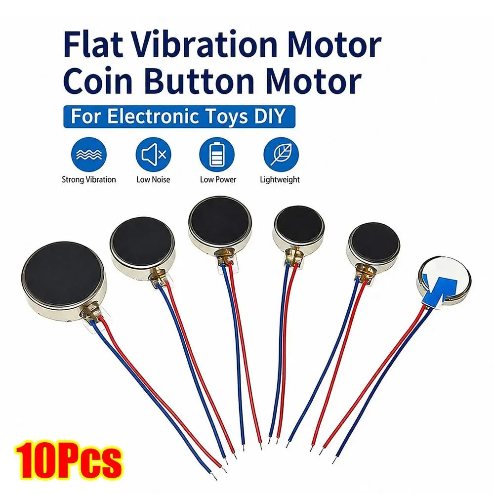 10Pcs DC 3V Micro Flat Coin Button Vibration Motors Self-Adhesive