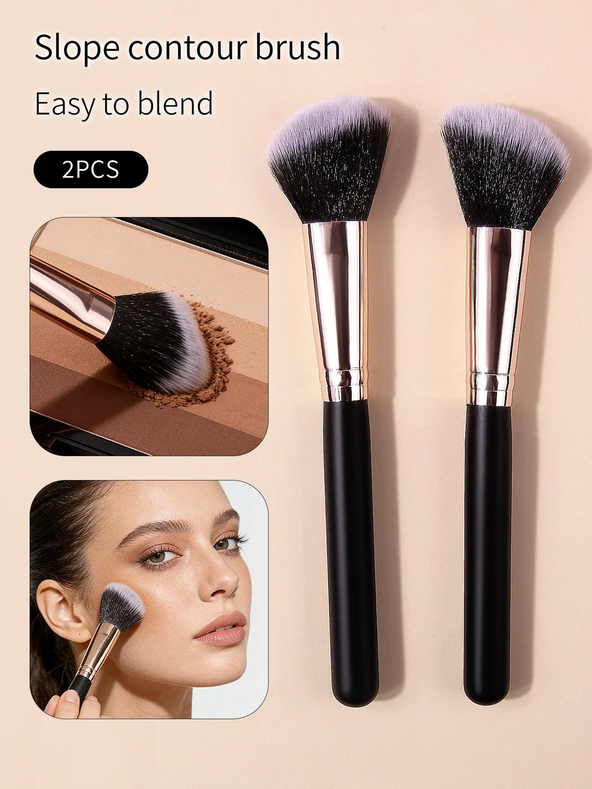2pcs Sickle Contour Brush Set – Soft Blush & Face Shadow Brushes