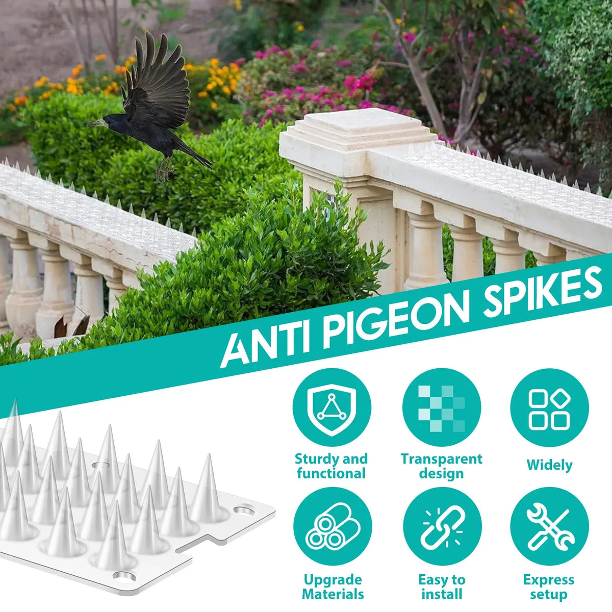 24-Pack Transparent Bird Spikes – Fence & Wall Deterrent