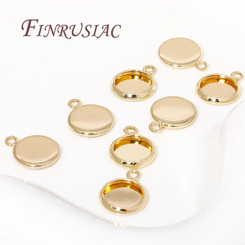 Gold-Plated Cabochon Bezel Blank Trays 6/8/10mm | DIY Jewelry