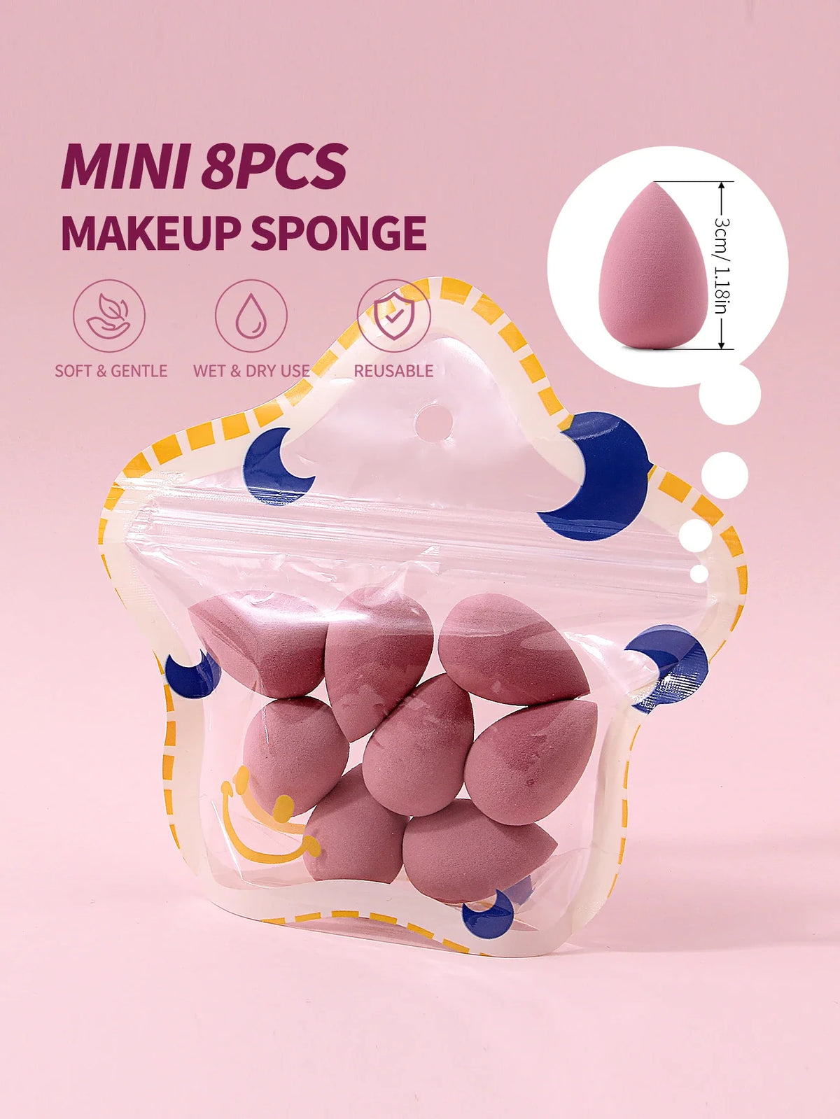8-Piece Mini Makeup Sponge Set – Blush, Contour & Foundation