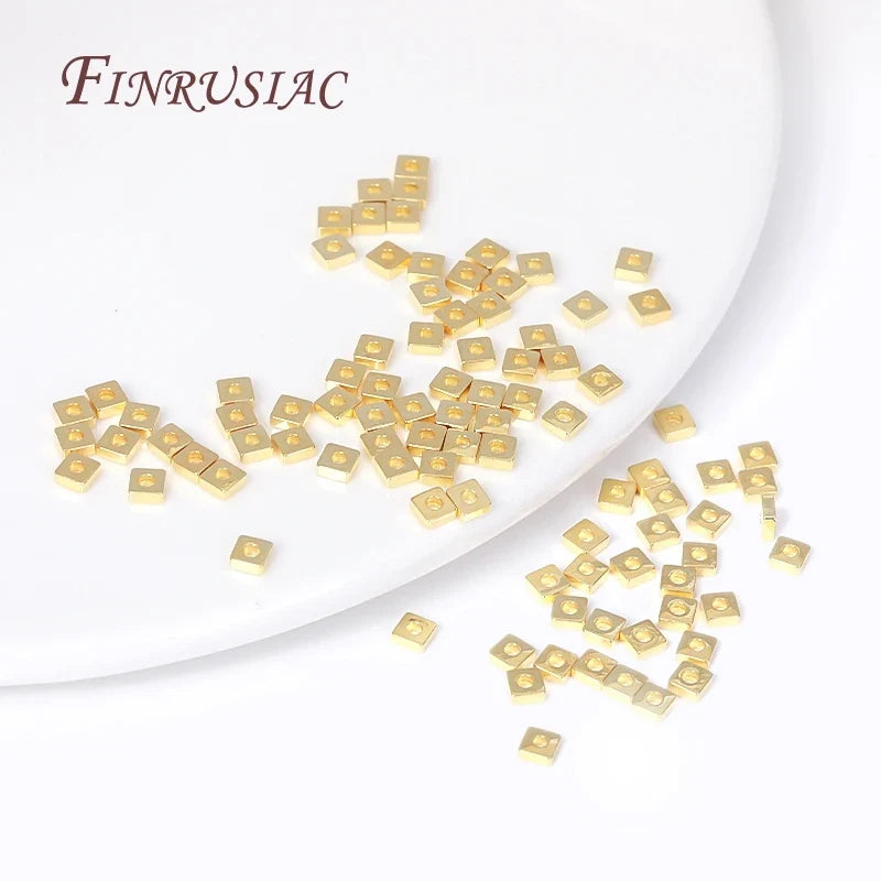 3mm 18K Gold Plated Flat Square Spacer Beads | DIY Jewelry
