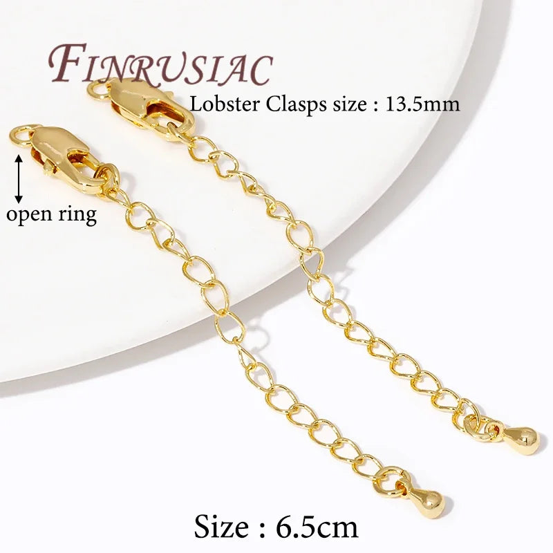 18K Gold Plated Extension Tail Chains with Lobster Clasps – 5 Pack