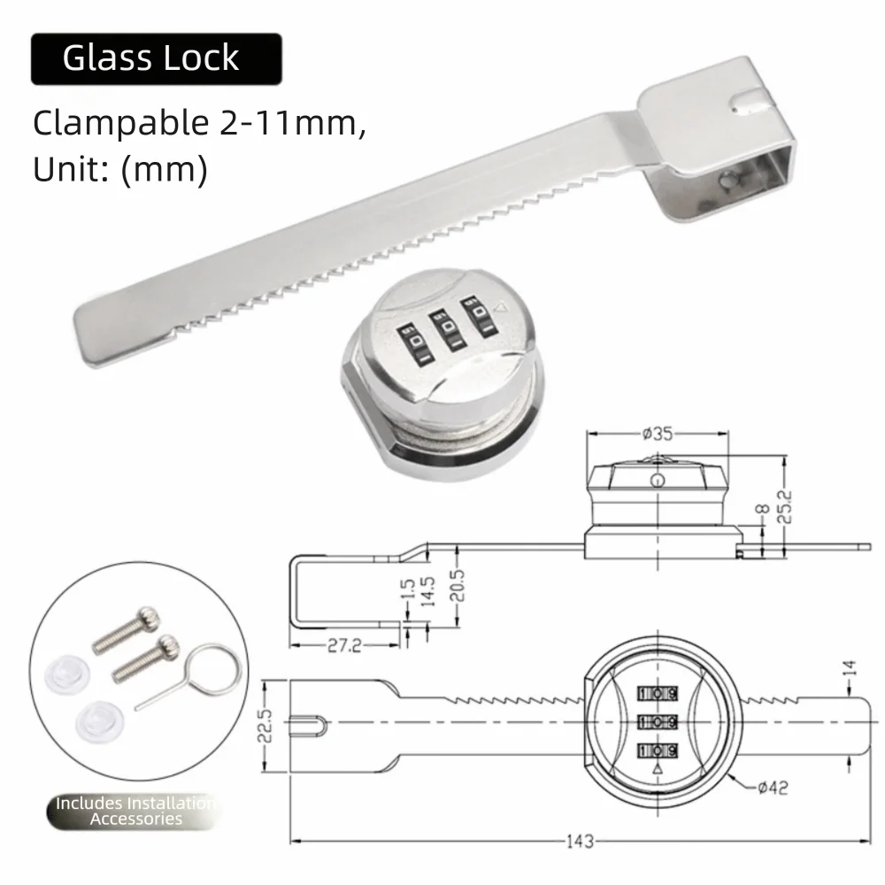 Zinc Alloy Combination Lock for Glass Doors & Cabinets