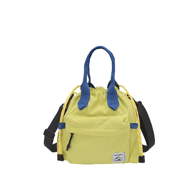 Nixie Yellow Drawstring Canvas Bucket Crossbody Bag