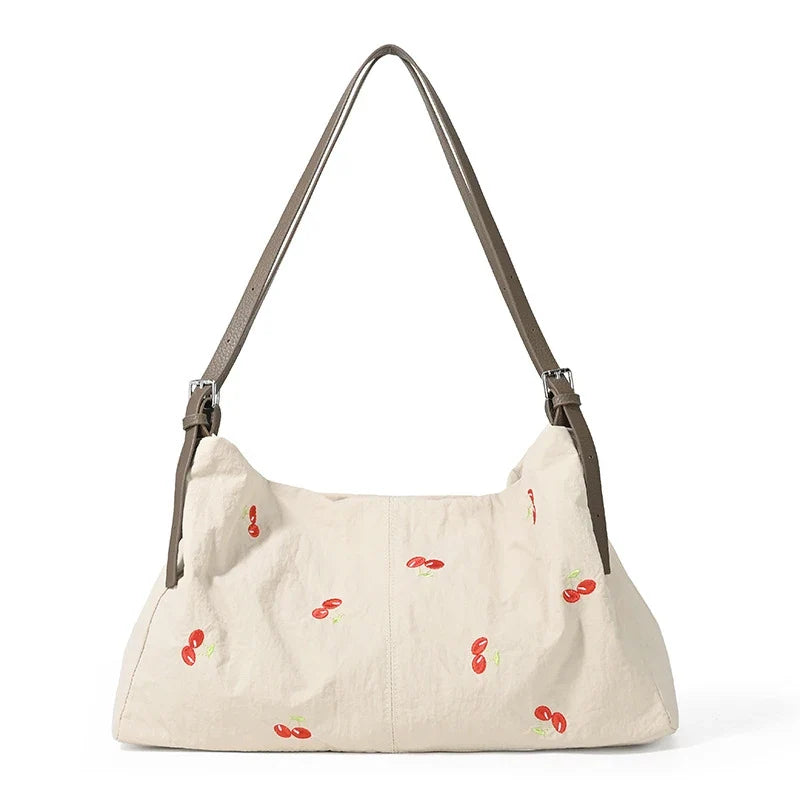 Women's Canvas Embroidery Tote Shoulder Bag – Large Capacity