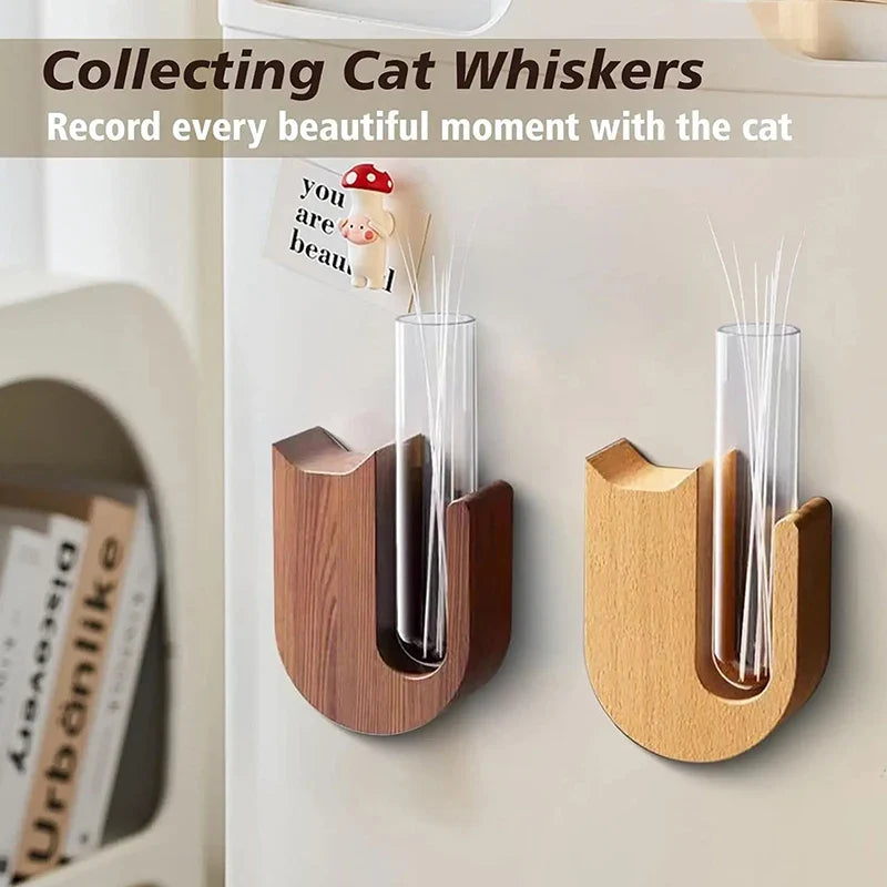 Cat Whisker Vase Fridge Magnet – Wood & Glass Pet Keepsake