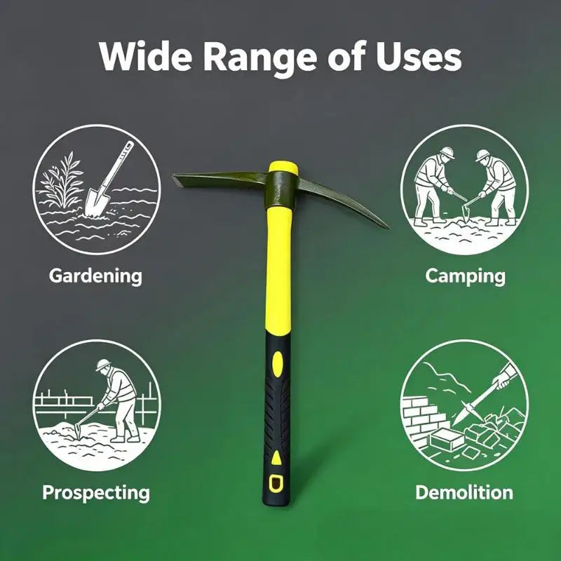Mini Pickaxe Mattock Hoe – 15" Fiberglass Handle Garden Tool