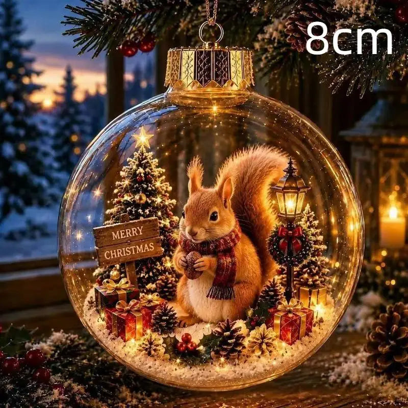 LED Luminous Christmas Crystal Ball Ornament – Santa & Snowman