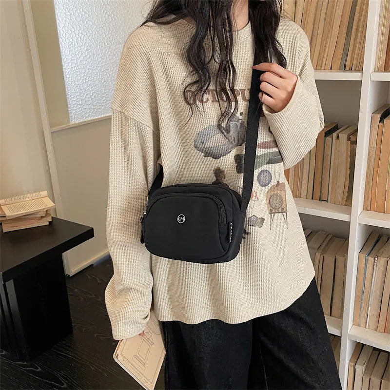 Nixie Minimalist Canvas Crossbody Bag – Multi-Layer Shoulder Bag