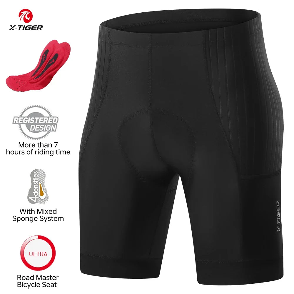 X-TIGER Men's Padded MTB Road Cycling Shorts | Breathable