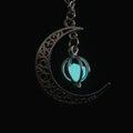 Silver-Tone Moon & Pumpkin Pendant Necklace | Light Luxury Style