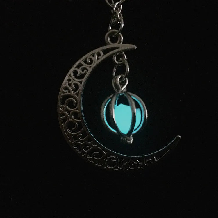Silver-Tone Moon & Pumpkin Pendant Necklace | Light Luxury Style