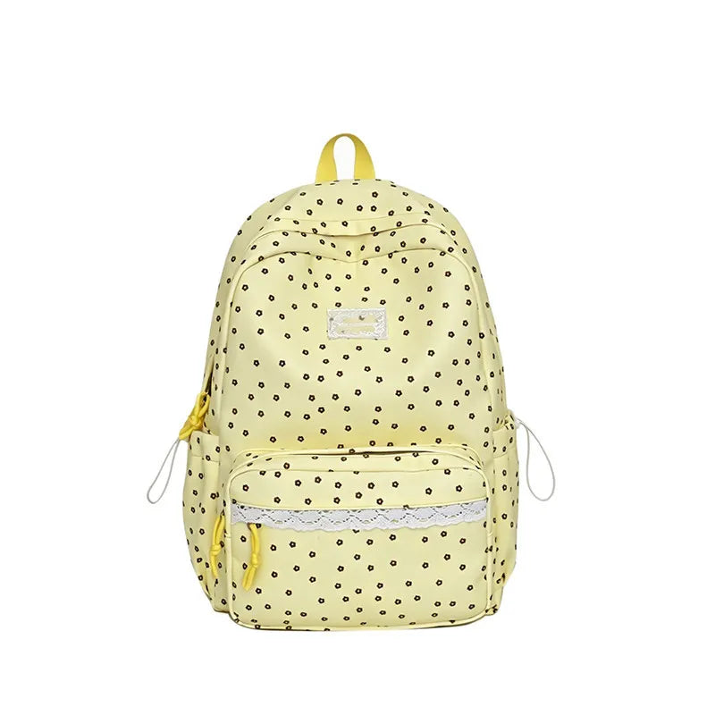Korean Floral Lace Large-Capacity Backpack for Teen Girls