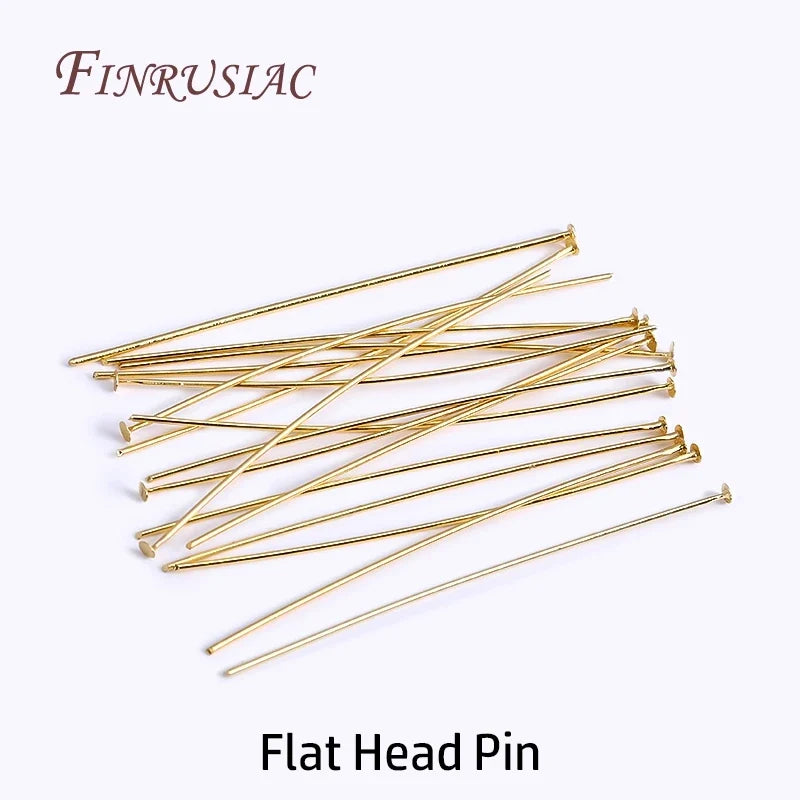 50Pcs 18K Gold Plated Jewelry Pins – Ball, Flat & Eye DIY Findings