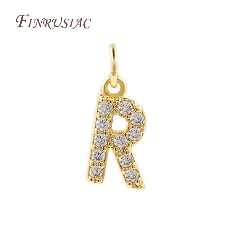 18K Gold Plated Zircon Letter Pendants A-Z Alphabet Charms