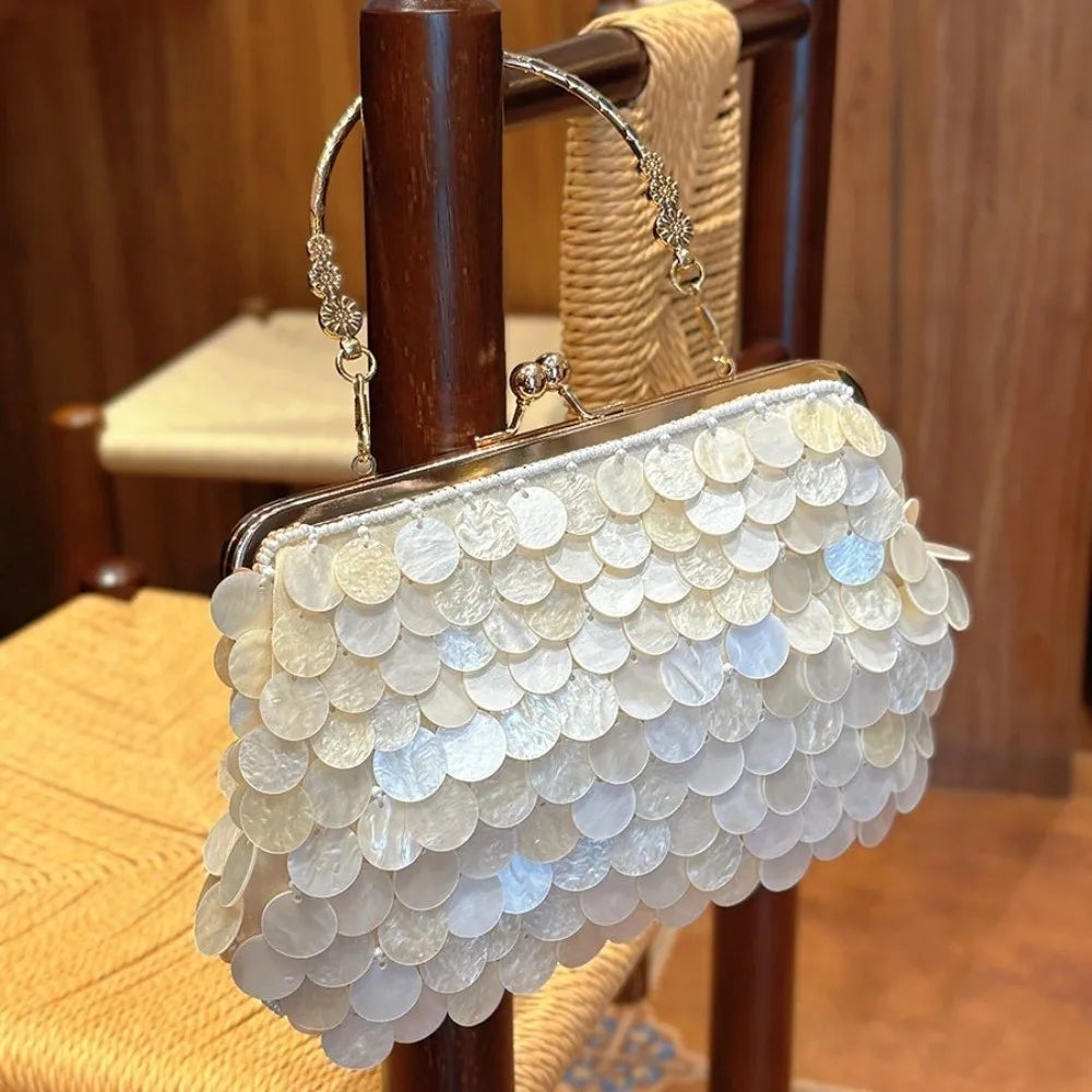 Woven Seashell Crossbody Bag | Beaded Mermaid Style Purse