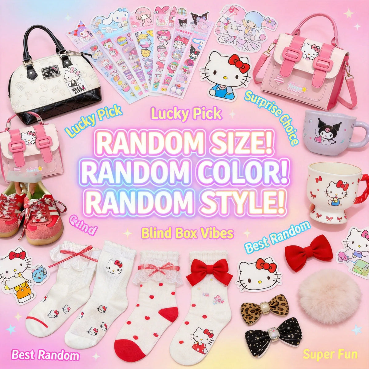 Sanrio Kawaii Large Makeup Bag with Mirror | Hello Kitty Kuromi