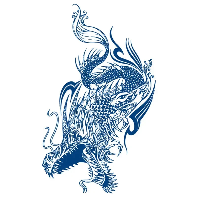 Blue Snake Temporary Tattoo Sticker – Waterproof Body Art
