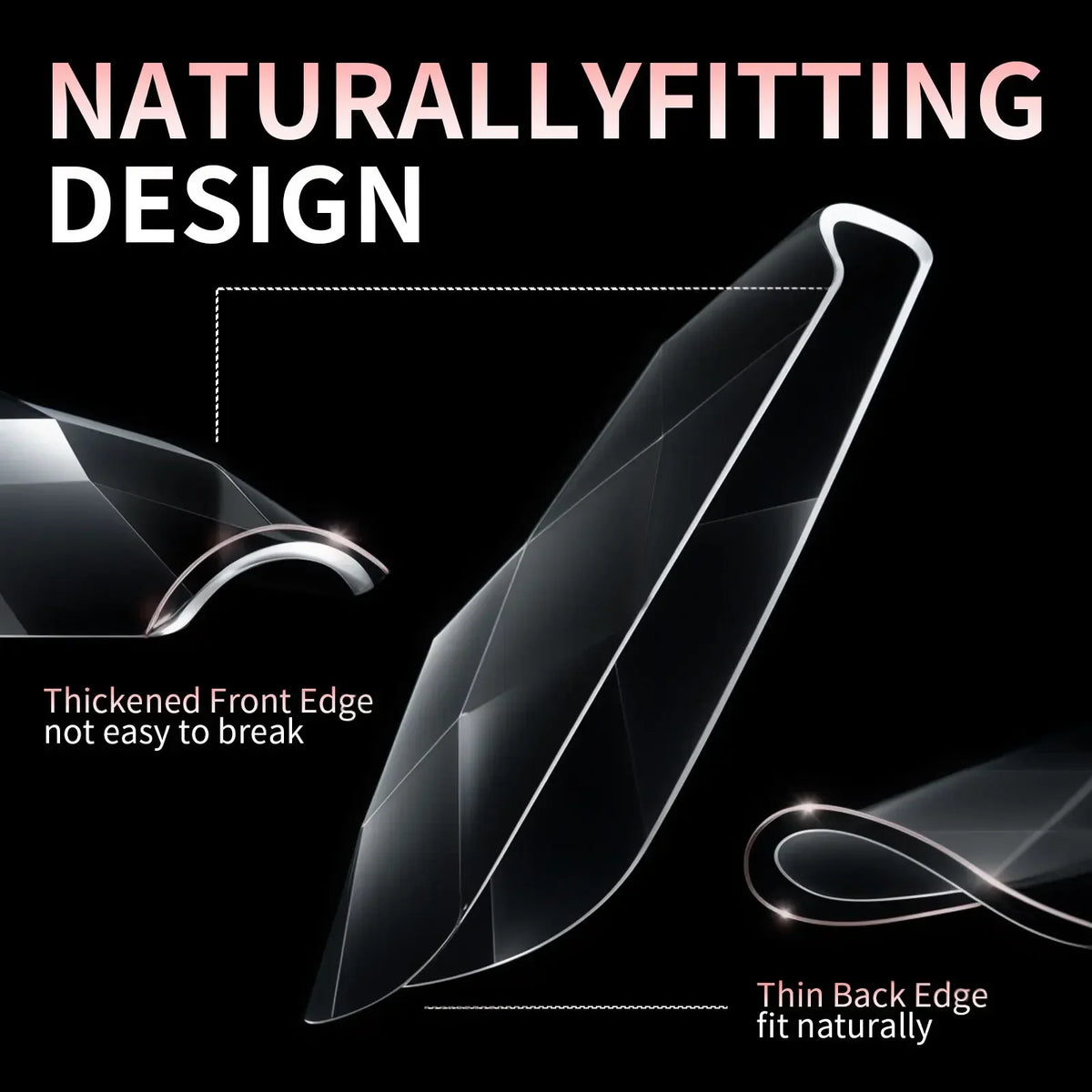 3D Diamond Almond Ballet Press On Nails – Long False Nails Set