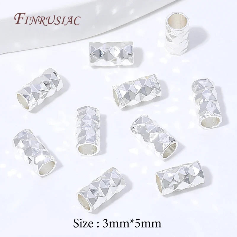 50Pcs Rhodium Plated Tube Spacer Beads | DIY Jewelry Making