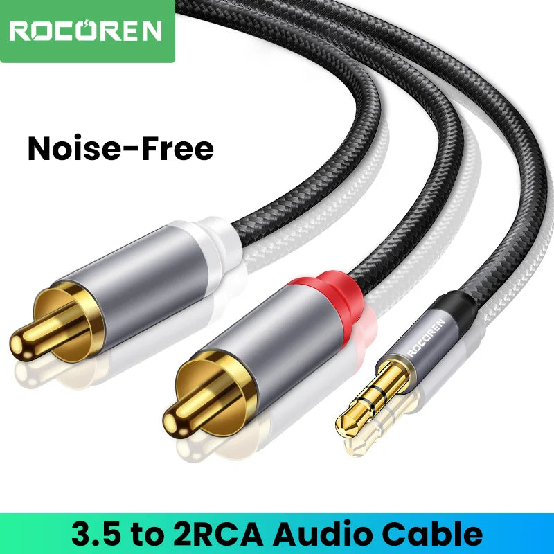 Rocoren 3.5mm to 2 RCA Audio Cable HiFi Stereo Splitter