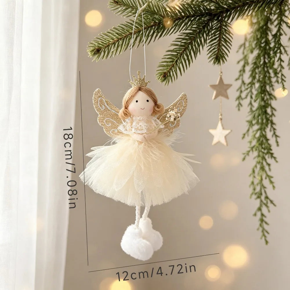 Plush Christmas Angel Ornament – Fluffy Wings Hanging Pendant