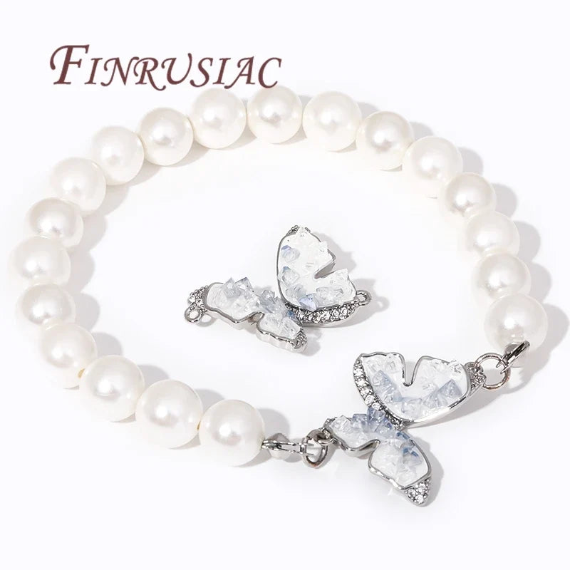 Rhodium Butterfly Zircon Charm Pendant – DIY Jewelry Connector